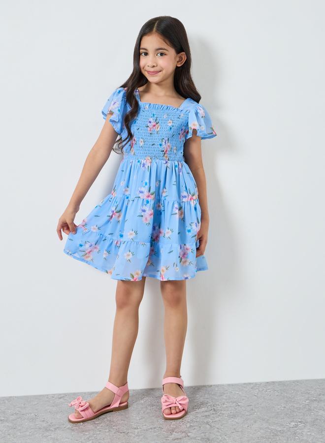 ستايلي فستان قصير بتصميم واسع وطبعة أزهار - Image 4